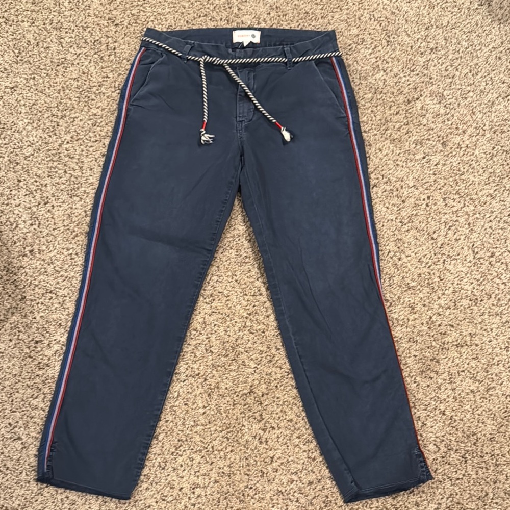 Sundry Navy Chino Pants with Red and Blue Stripes
